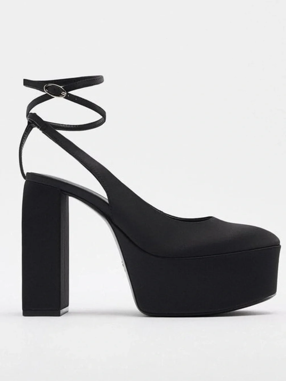 ZARA HIGH HEEL PLATFORM SLINGBACK SHOES BLACK